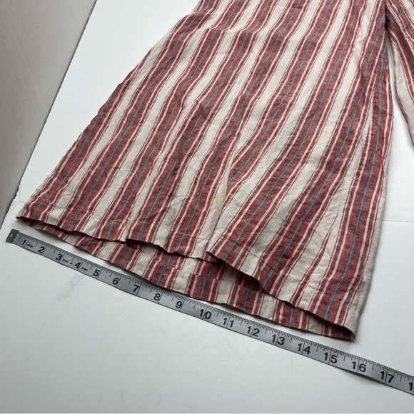 Bryn Walker Ella Red White Striped Wide Leg Cropped Linen Pant Womens Size Small - Picture 11 of 13